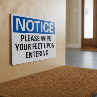 Notice Please Wipe Your Feet Upon Entering Sign
