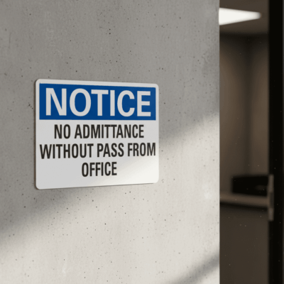 No Admittance .040 Aluminum Notice Sign