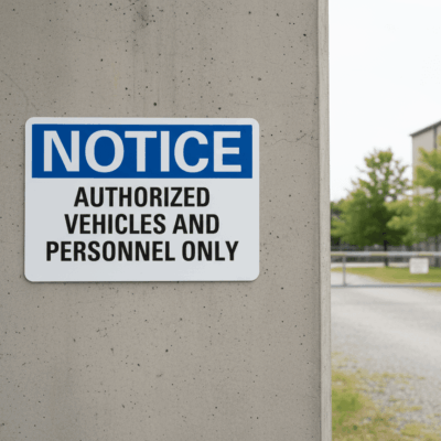 Authorized Vehicles and Personnel Only Notice Sign