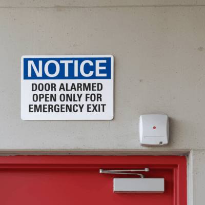 Door Alarmed Emergency Exit Notice Sign