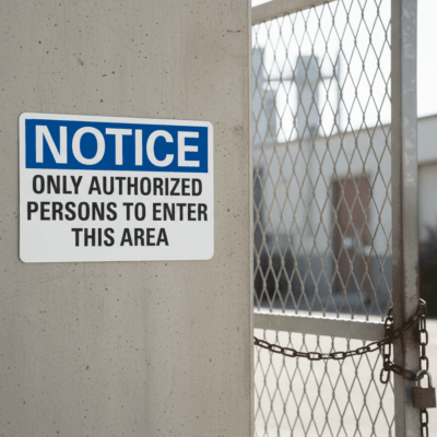 Reflective or Non-Reflective Authorized Persons Notice Sign