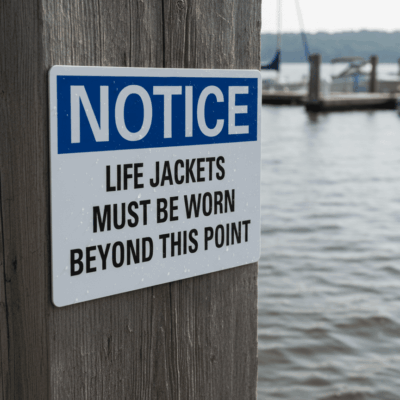 Life Jackets Must Be Worn Notice Sign