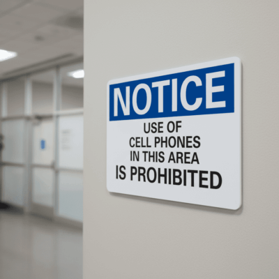 Cell Phone Prohibited Notice Sign