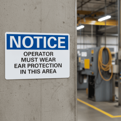 Non-Reflective Ear Protection Notice Sign