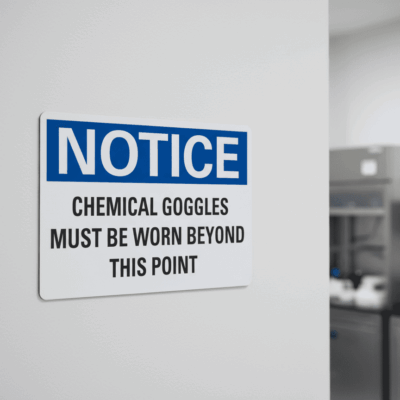 Chemical Goggles Must Be Worn Notice Sign