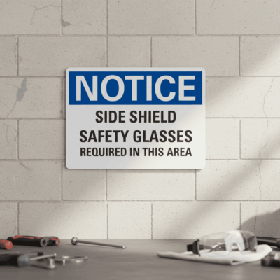 Side Shield Safety Glasses Required Notice Sign