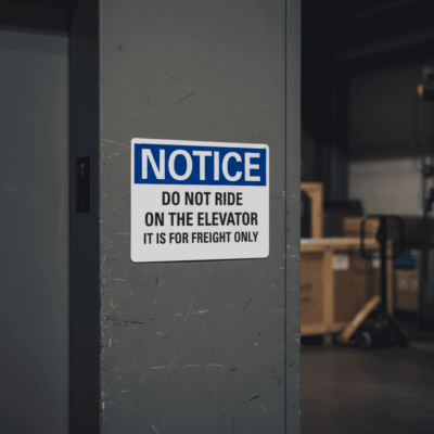Do Not Ride Freight Elevator Notice Sign