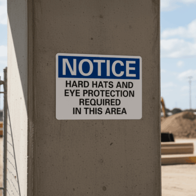 Hard Hat and Eye Protection PPE Notice Sign