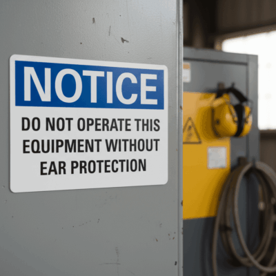 Notice Equipment Ear Protection Non-Reflective Label
