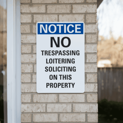 No Trespassing Loitering Soliciting Notice Sign