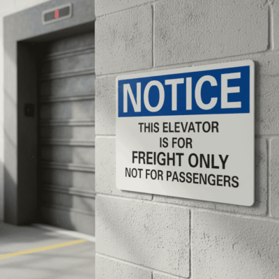Notice Freight Elevator Aluminum/Plastic Sign