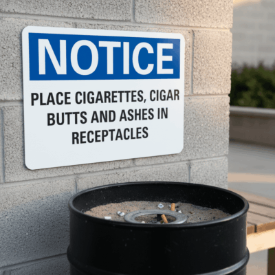Cigarette Butt Disposal Notice Sign