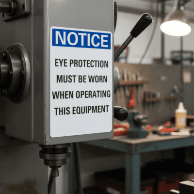 Non-Reflective Eye Protection Notice Sign