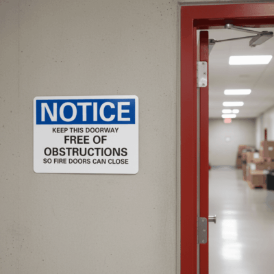 Doorway Obstruction Notice Safety Sign