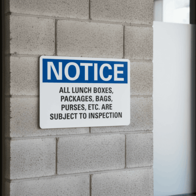 Notice Lunch Boxes Bags Purses Notice Sign