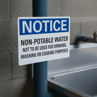 Notice Non-potable water not to be used for drinking