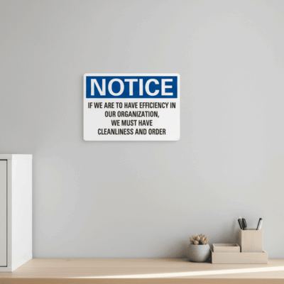 Organization Efficiency Non-Reflective Notice Sign