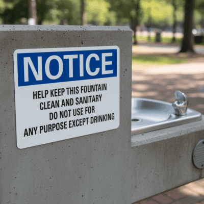 Fountain Clean and Sanitary Notice Sign