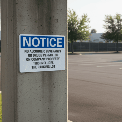 No Alcoholic Beverages or Drugs Notice Sign