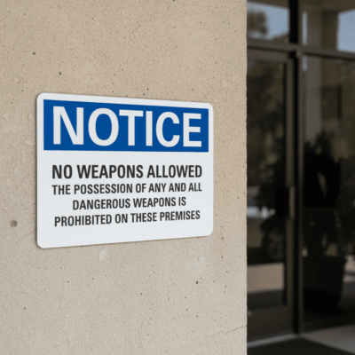 No Weapons Allowed Notice Sign